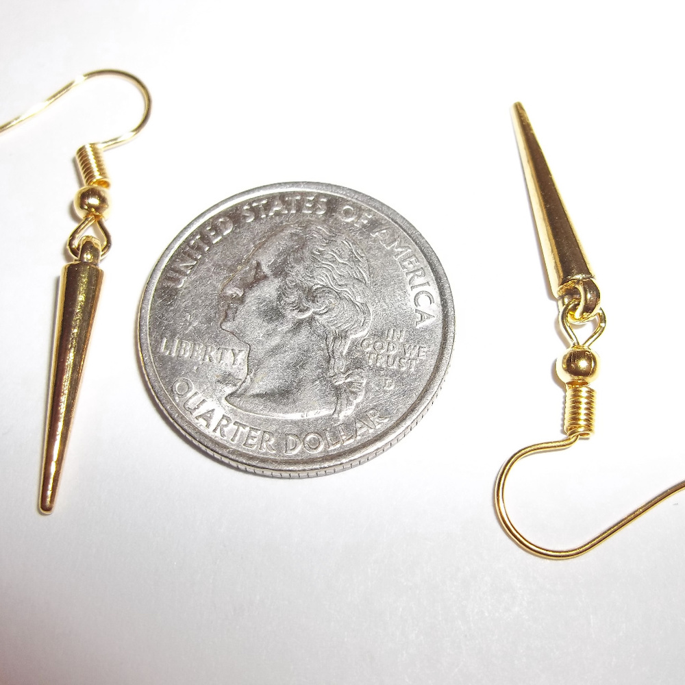 Gold Unisex Spike Earring Set Pair Dangle Drop Fashion Jewelry Accessory 3756 - Picture 3 of 7